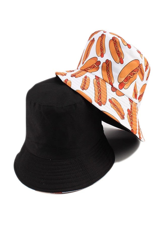 BEARUN Funny Bucket Hat Sun Hat for Women Men,Unisex Reversible Cotton Summer Beach Hat Fisherman Hat Hot Dog - Image 4
